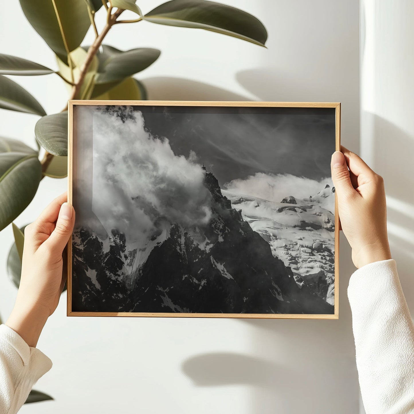 Aiguille du Midi Wall Art Print – Black and White Mountain Photography