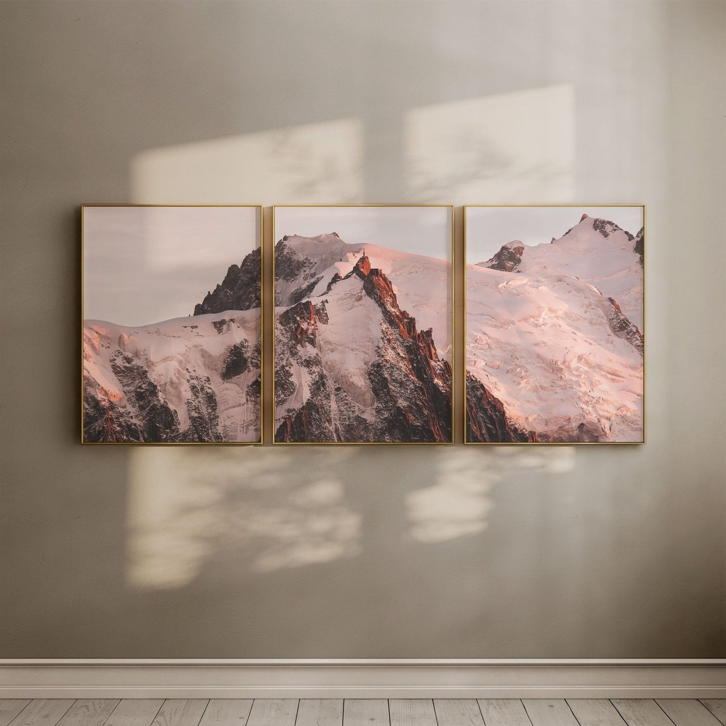 Aiguille du Midi Sunset Triptych – Stunning Alpine Wall Art Prints