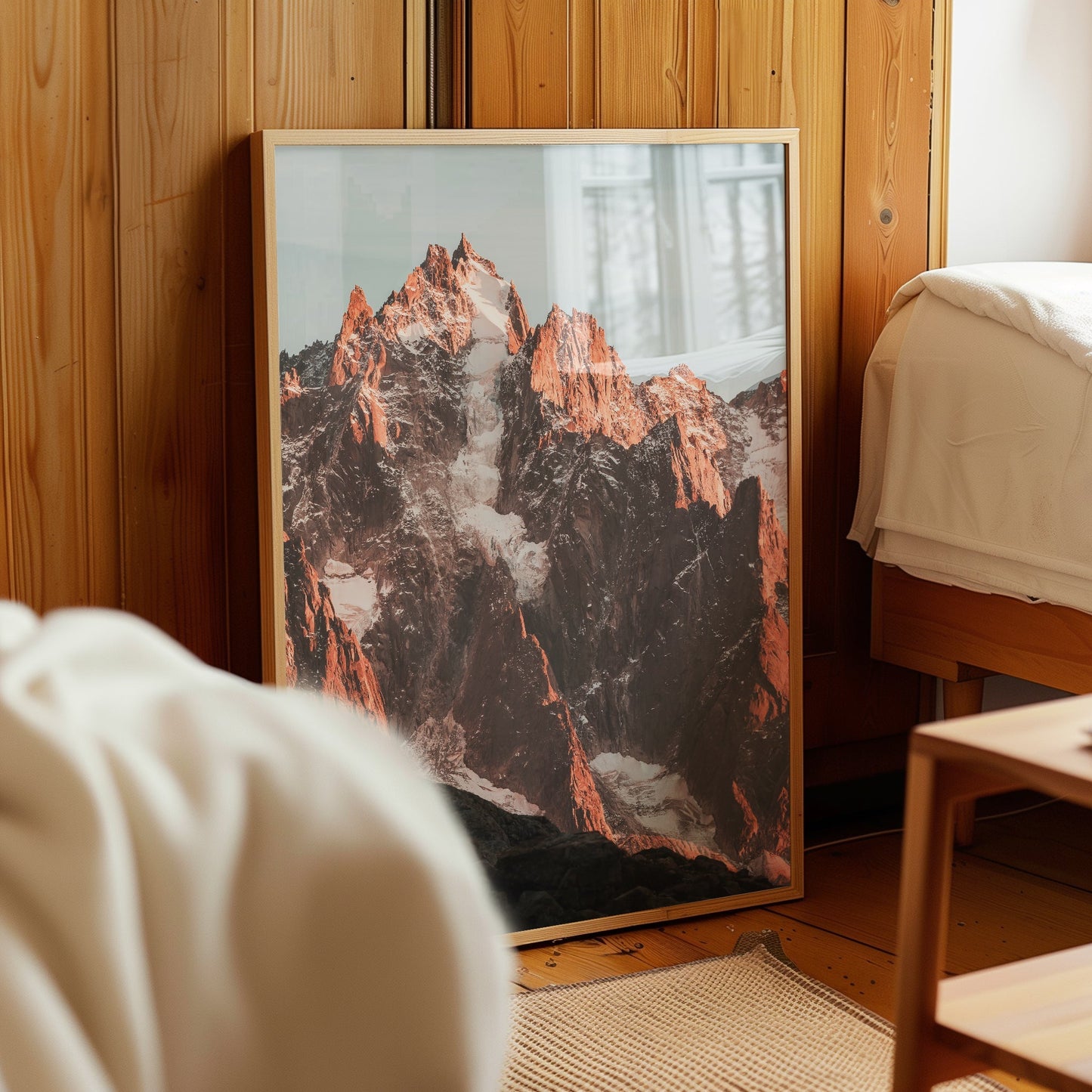 Aiguille de Chamonix Sunset Wall Art | Alpine Mountain Print