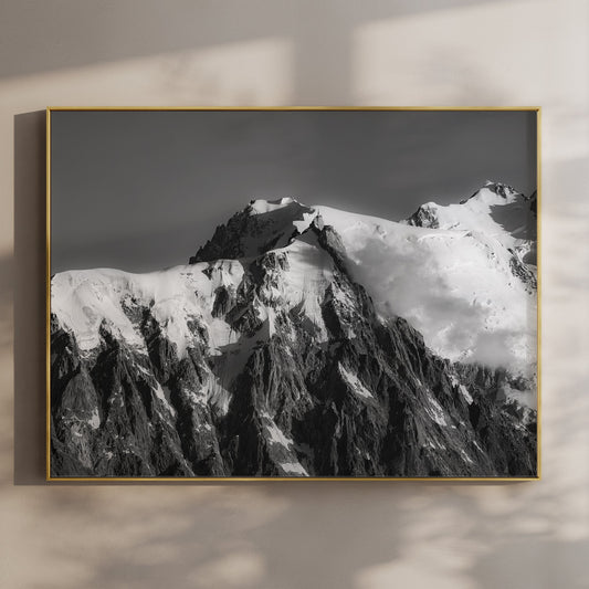 Aiguille du Midi Wall Art - Black and White Chamonix Mountain Photography Print