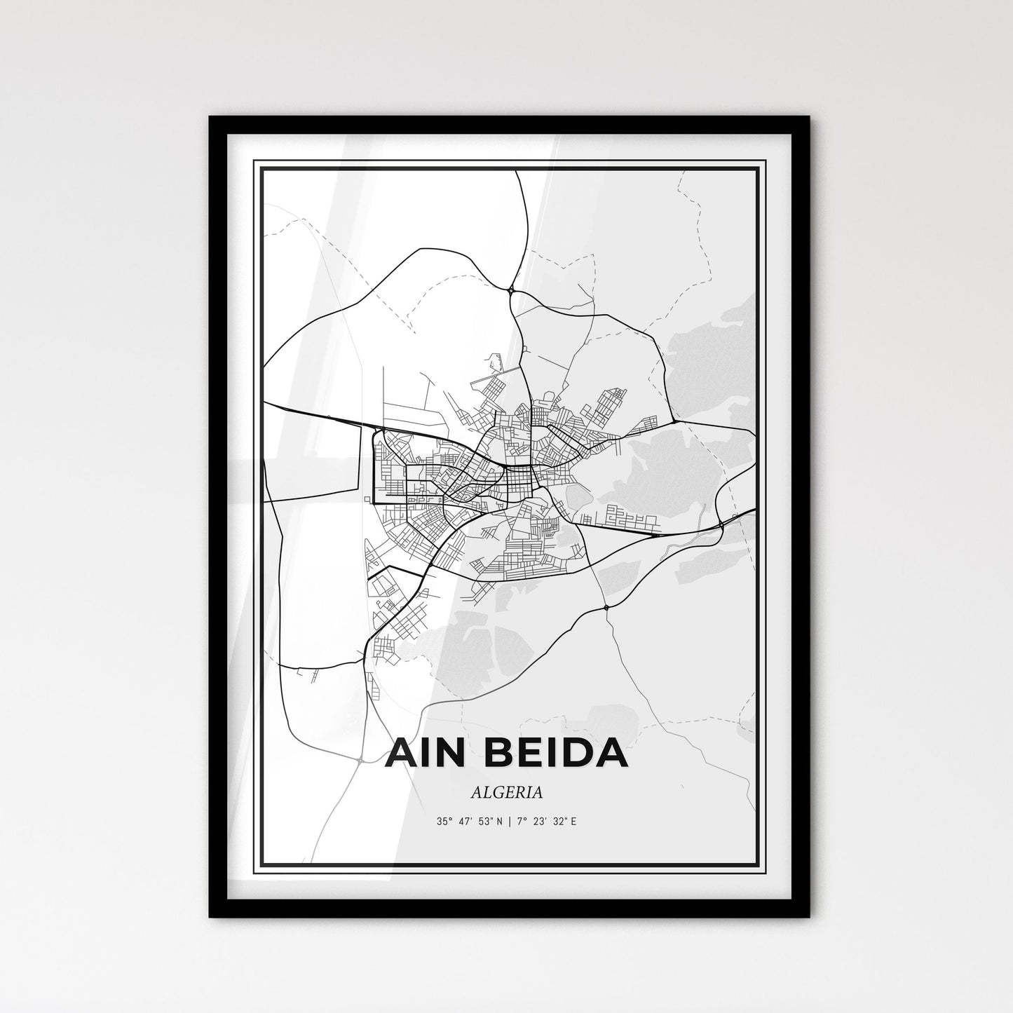 Ain Beida Algeria - Scandinavian Style City Map for Modern Home Decor