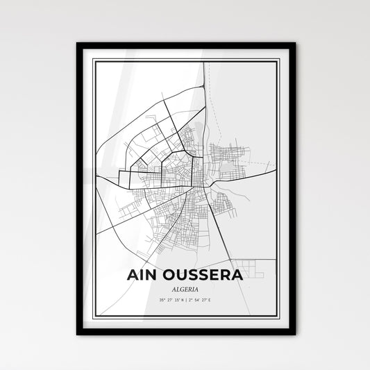 Ain Oussera Algeria - Scandinavian Style City Map for Modern Home Decor