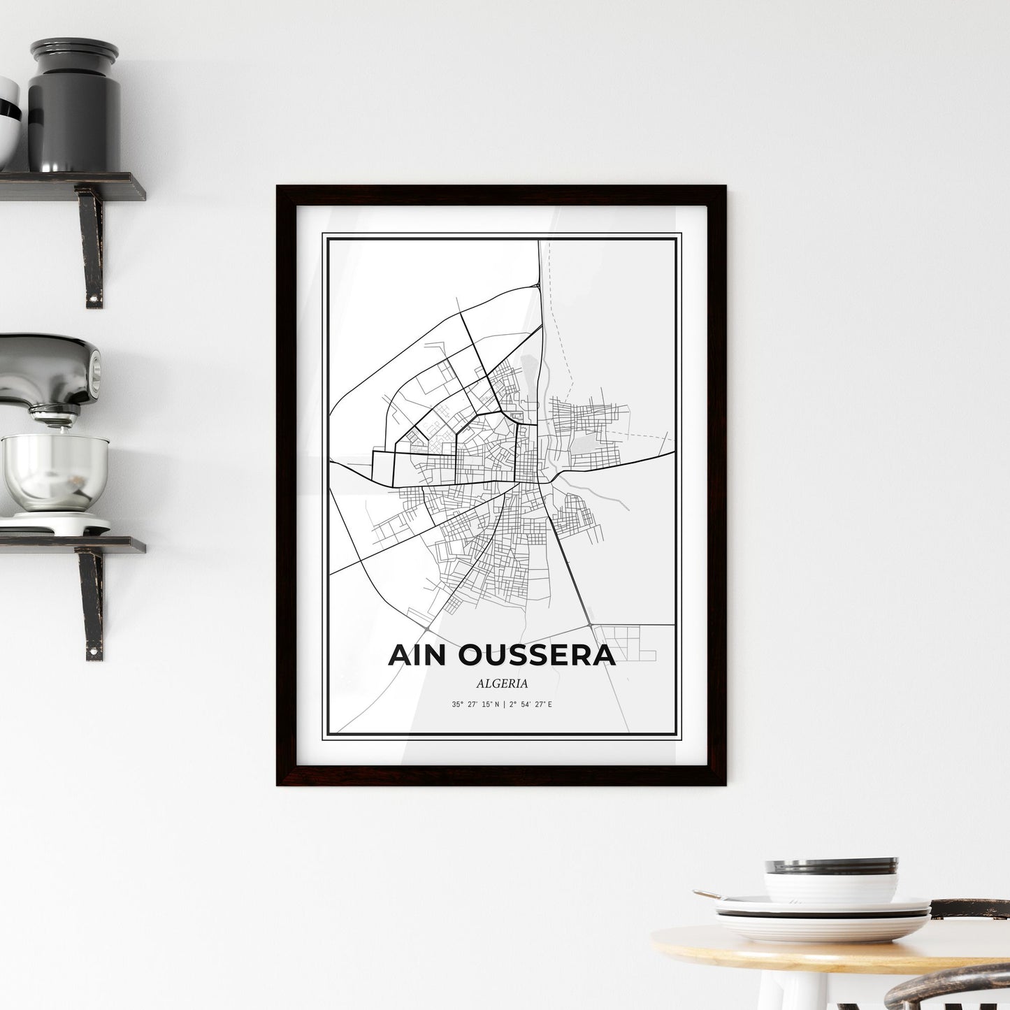 Ain Oussera Algeria - Minimal City Map