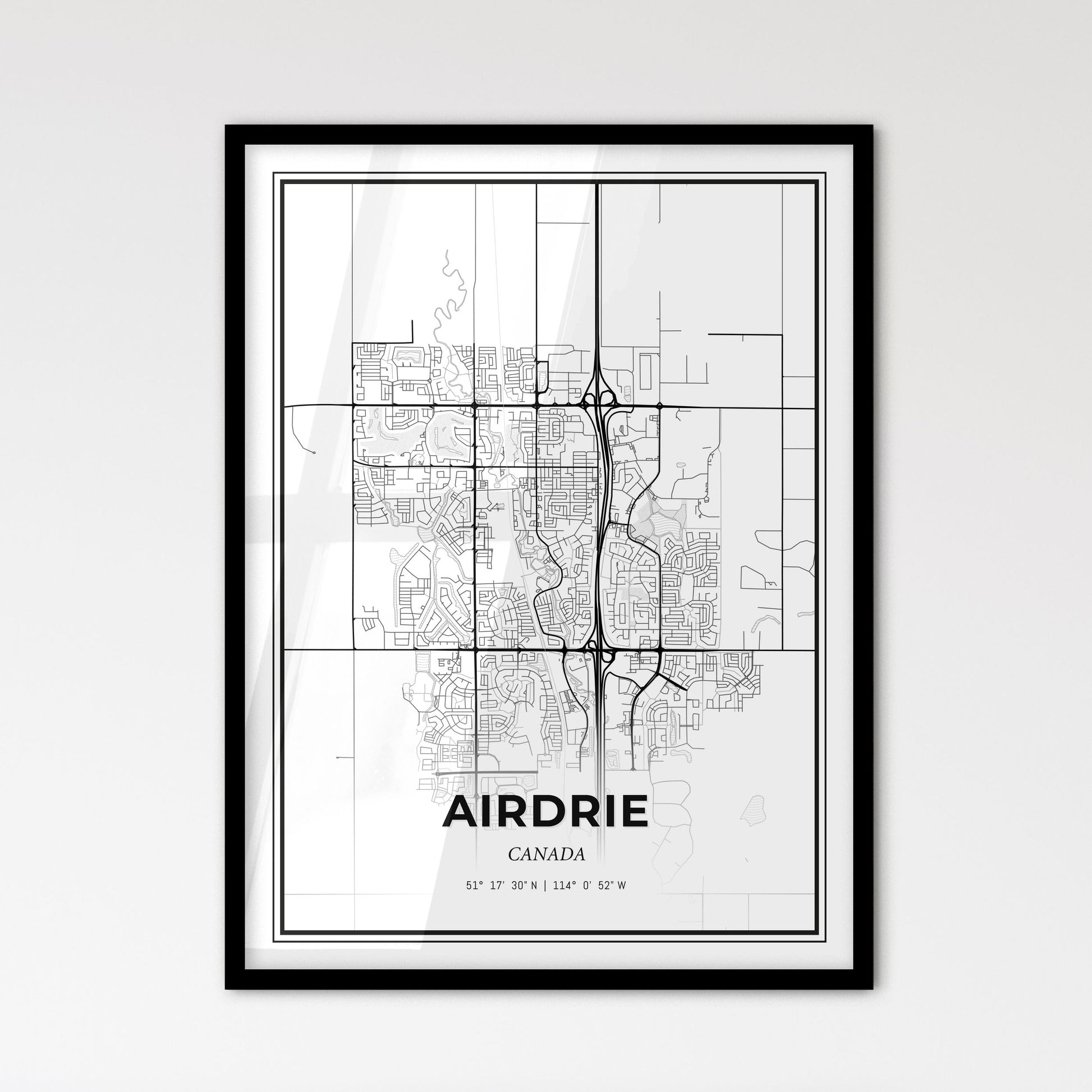 Airdrie Canada - Scandinavian Style City Map for Modern Home Decor