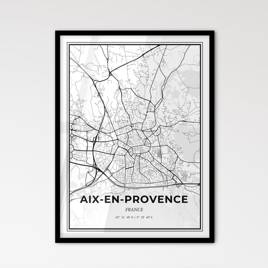 Aix-en-Provence France - Scandinavian Style City Map for Modern Home Decor