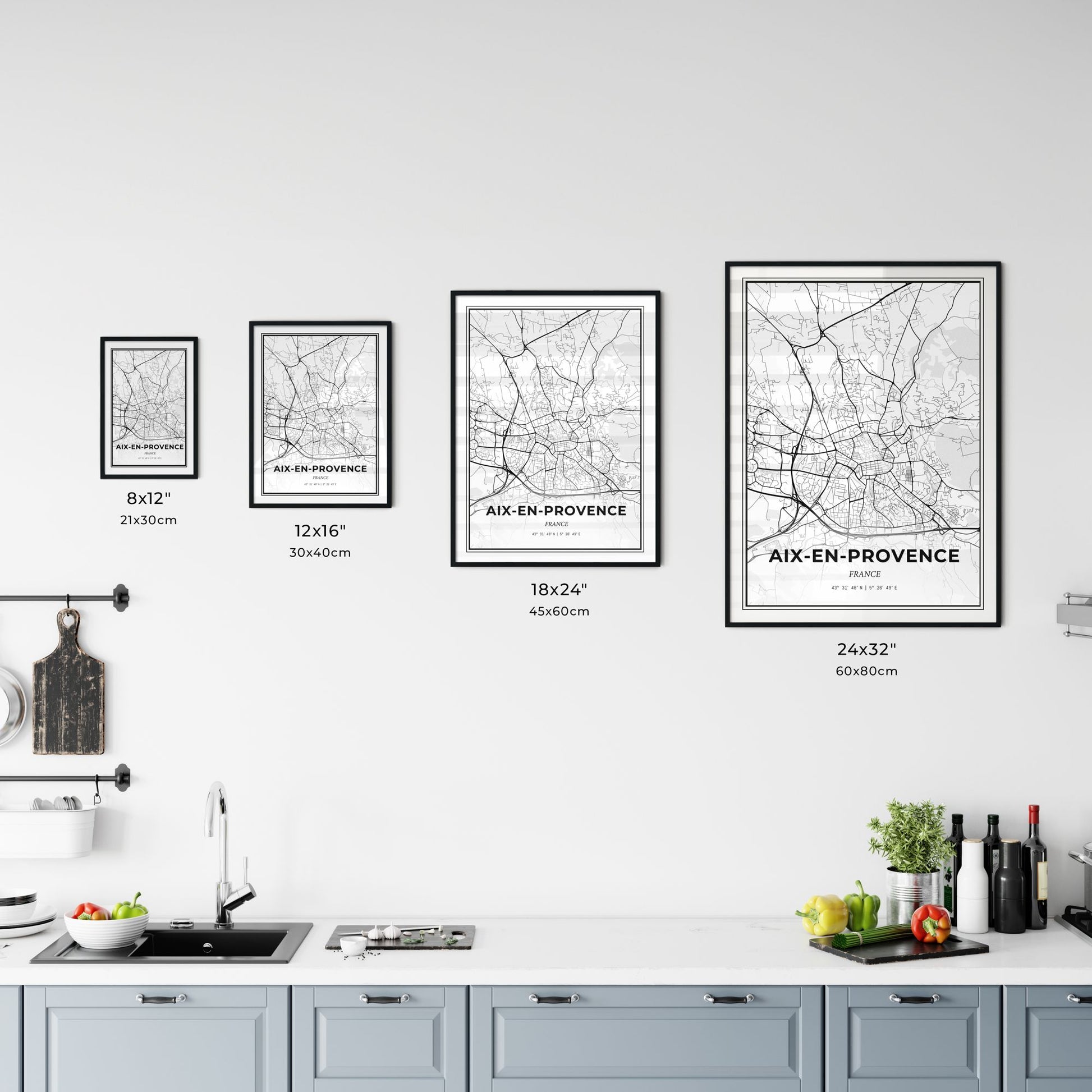 Aix-en-Provence France - Customizable Modern City Map