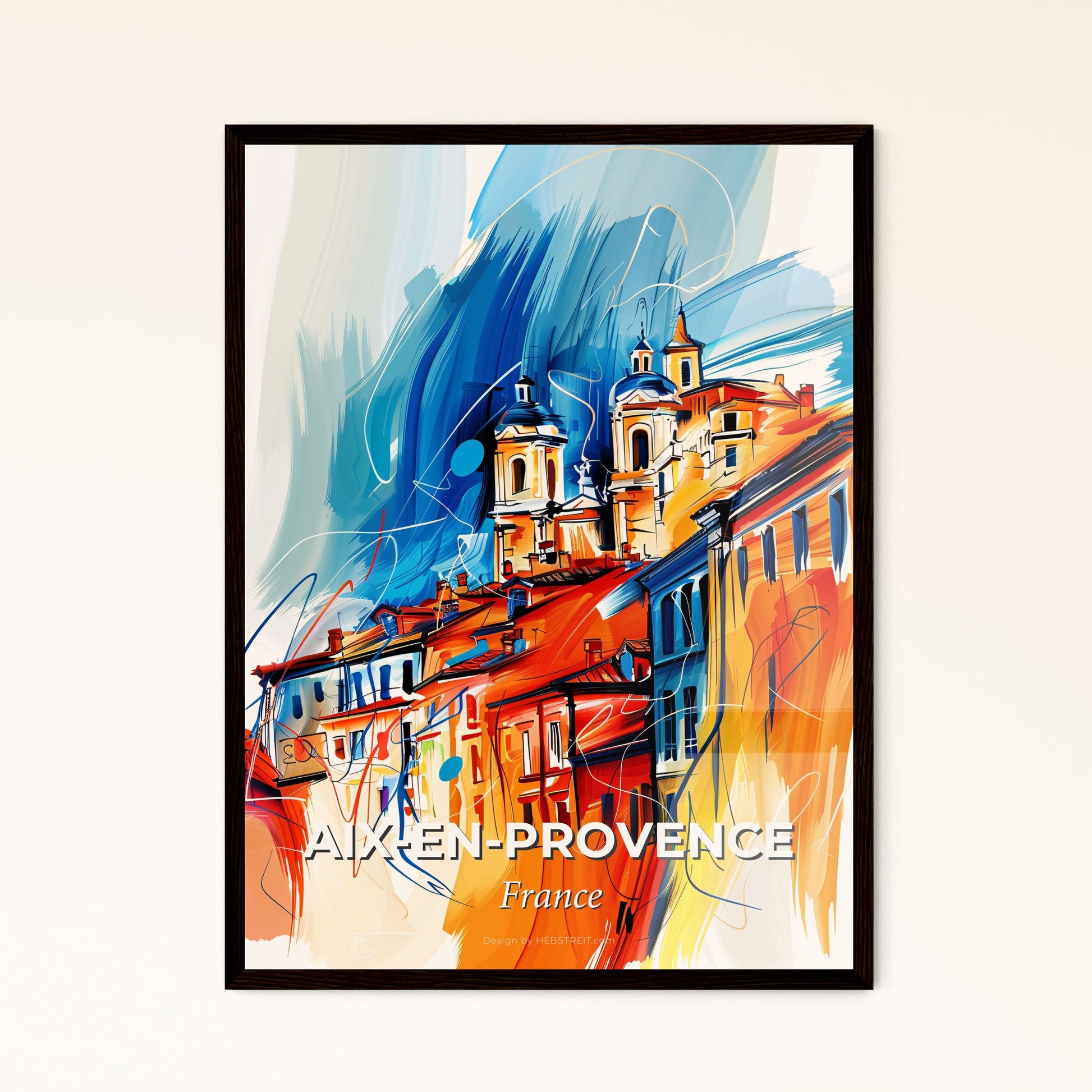 Vibrant Aix-En-Provence, France - A Painting Of Buildings On A Hill