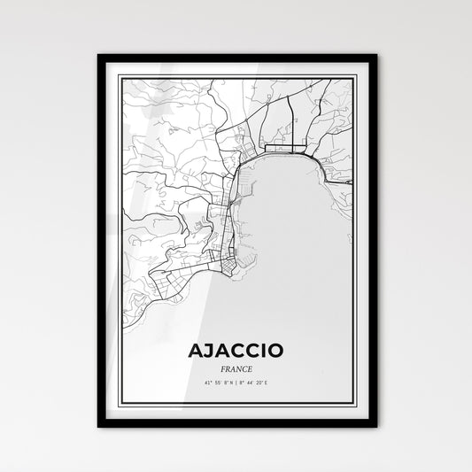 Ajaccio France - Scandinavian Style City Map for Modern Home Decor