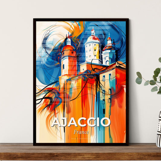 Vibrant Ajaccio, France - A Painting Of A Building With Towers