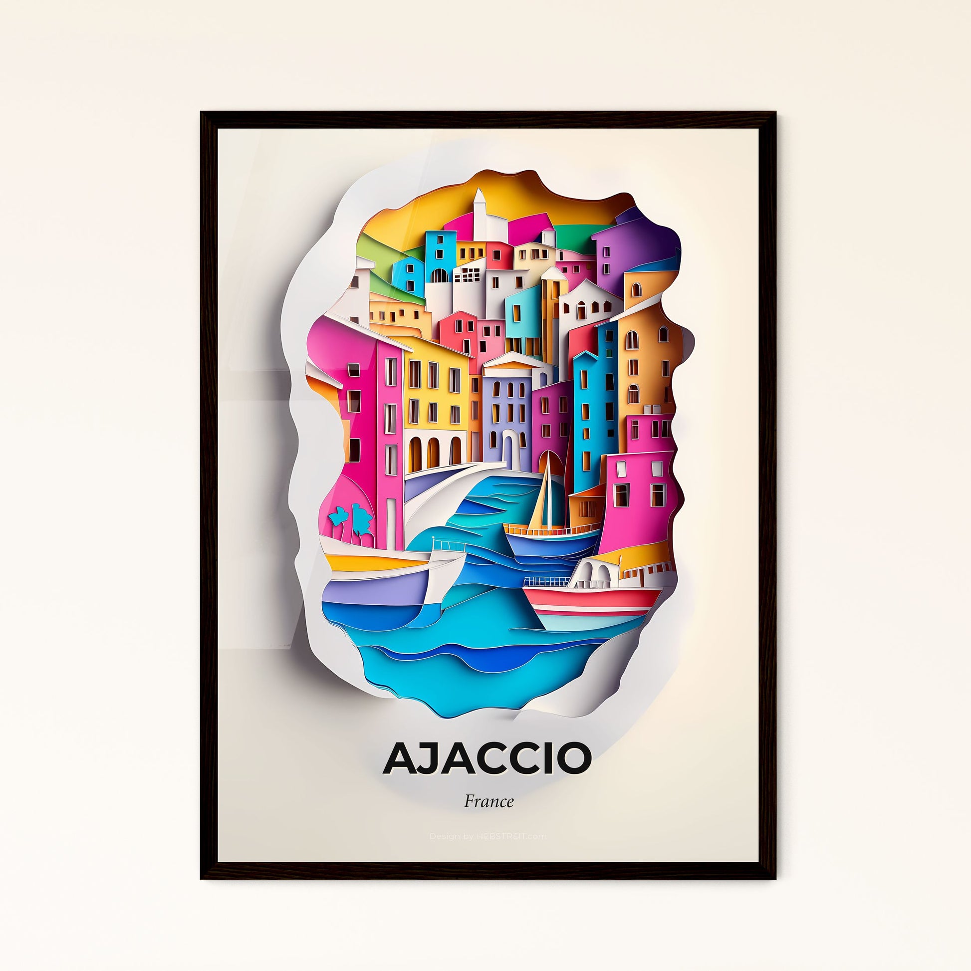 Vivid Ajaccio, France - a paper cut of a city with boats