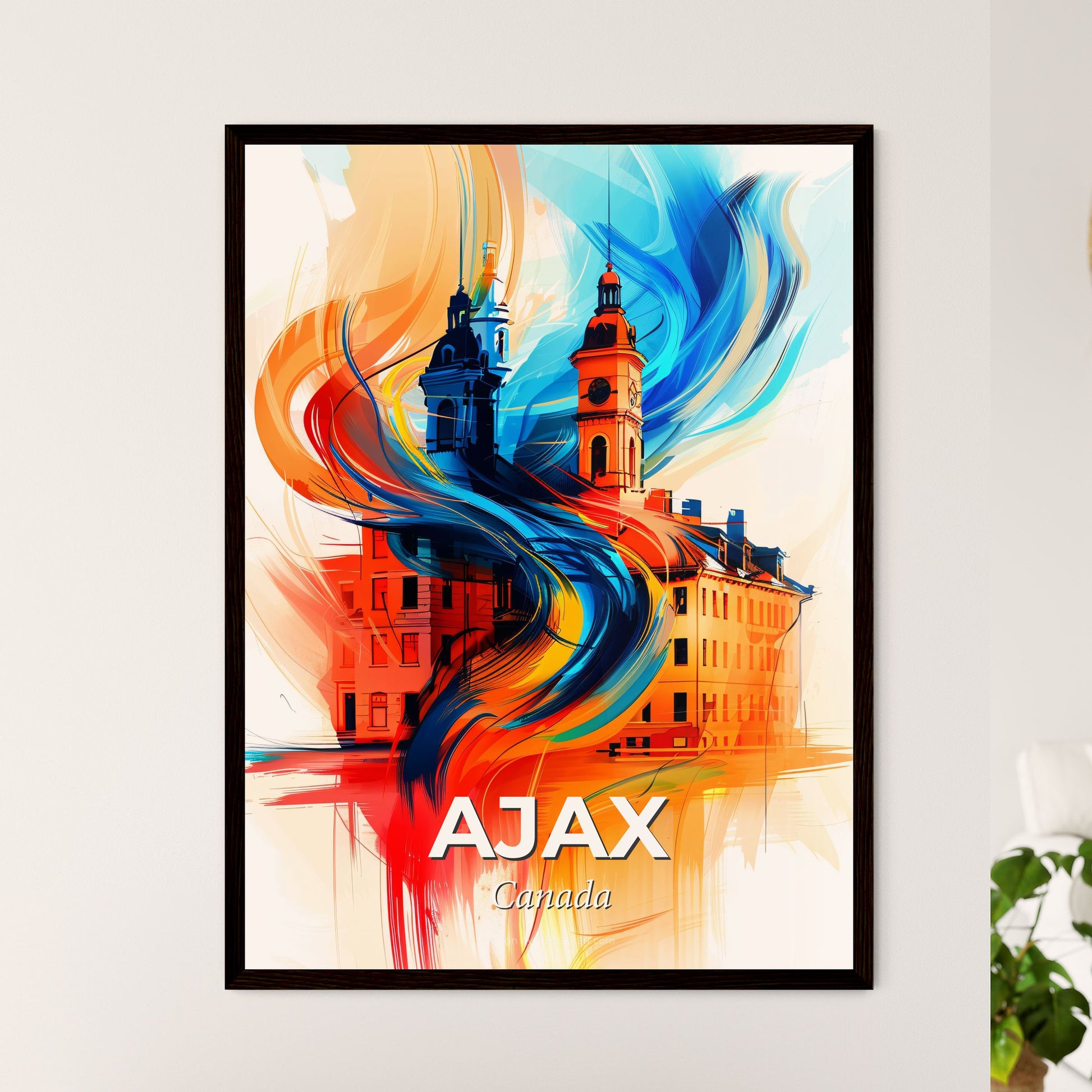 Vibrant Ajax, Canada - A Painting Of Buildings With Colorful Paint