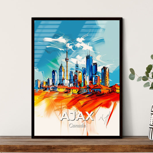 Vibrant Ajax, Canada - A Colorful Cityscape With A Tower