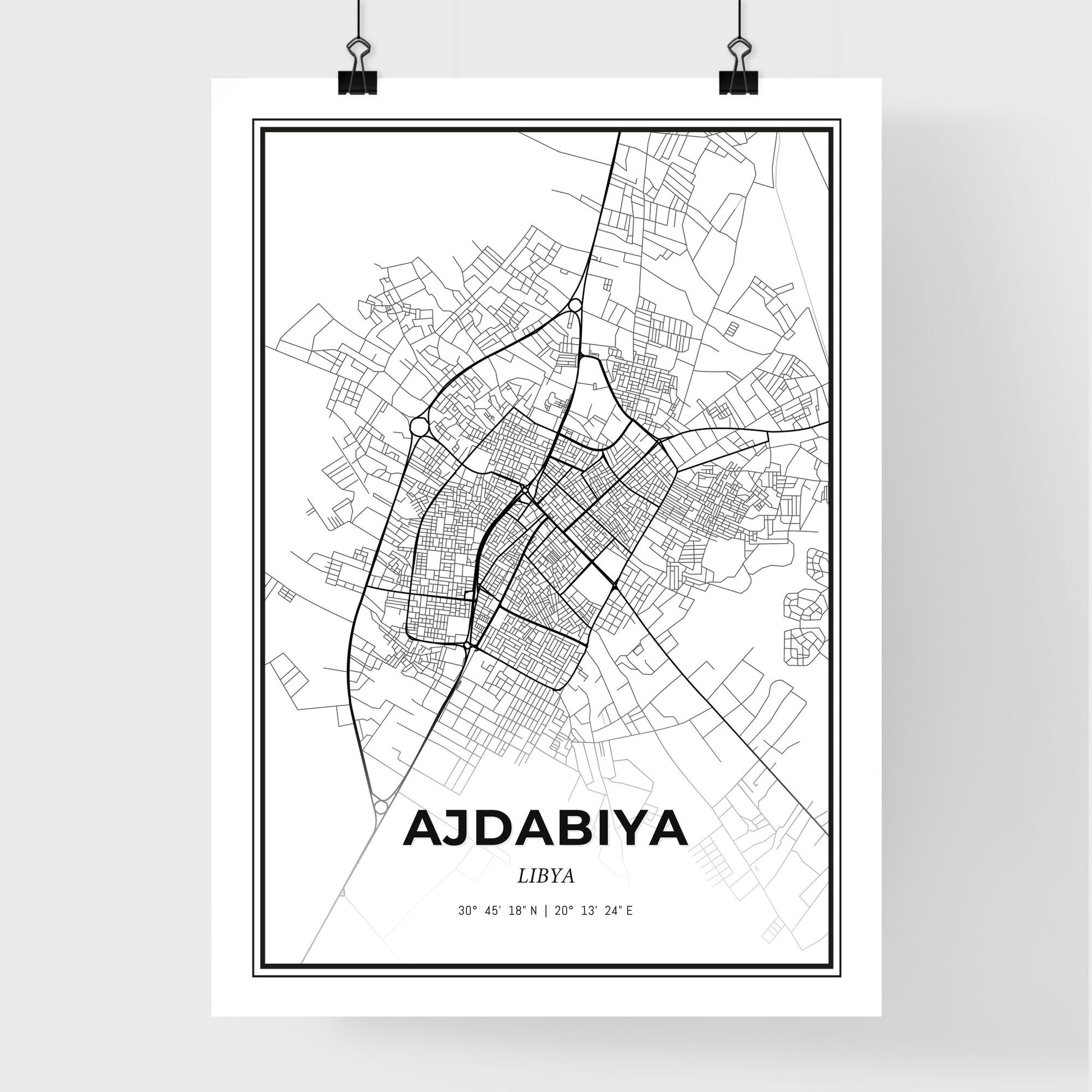 Ajdabiya Libya - Premium City Map Poster