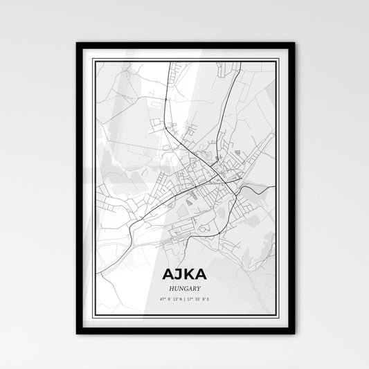 Ajka Hungary - Scandinavian Style City Map for Modern Home Decor