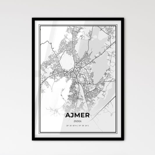 Ajmer India - Scandinavian Style City Map for Modern Home Decor