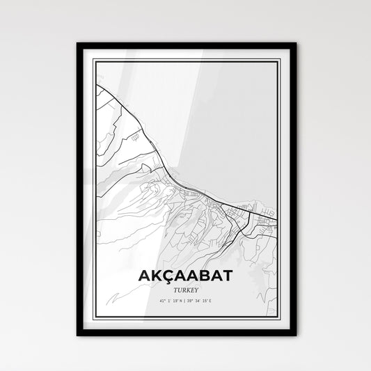 Akçaabat Turkey - Scandinavian Style City Map for Modern Home Decor