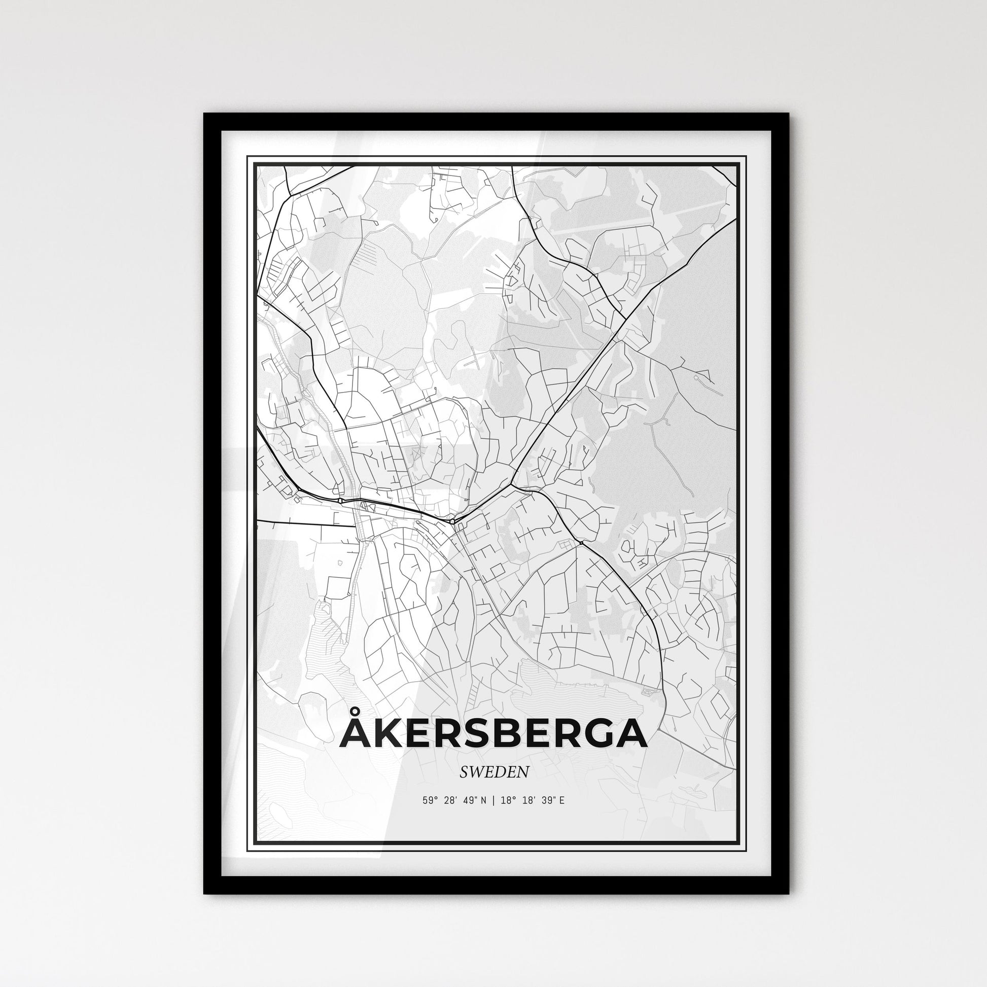 Åkersberga Sweden - Scandinavian Style City Map for Modern Home Decor