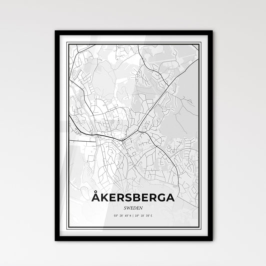 Åkersberga Sweden - Scandinavian Style City Map for Modern Home Decor