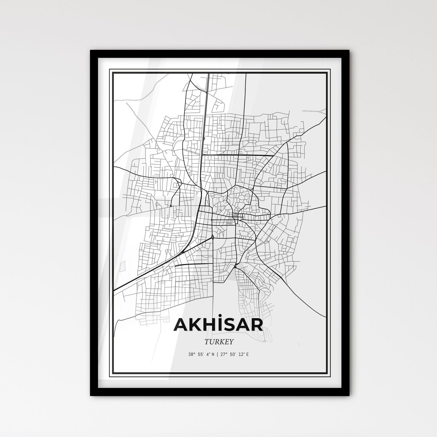 Akhisar Turkey - Scandinavian Style City Map for Modern Home Decor