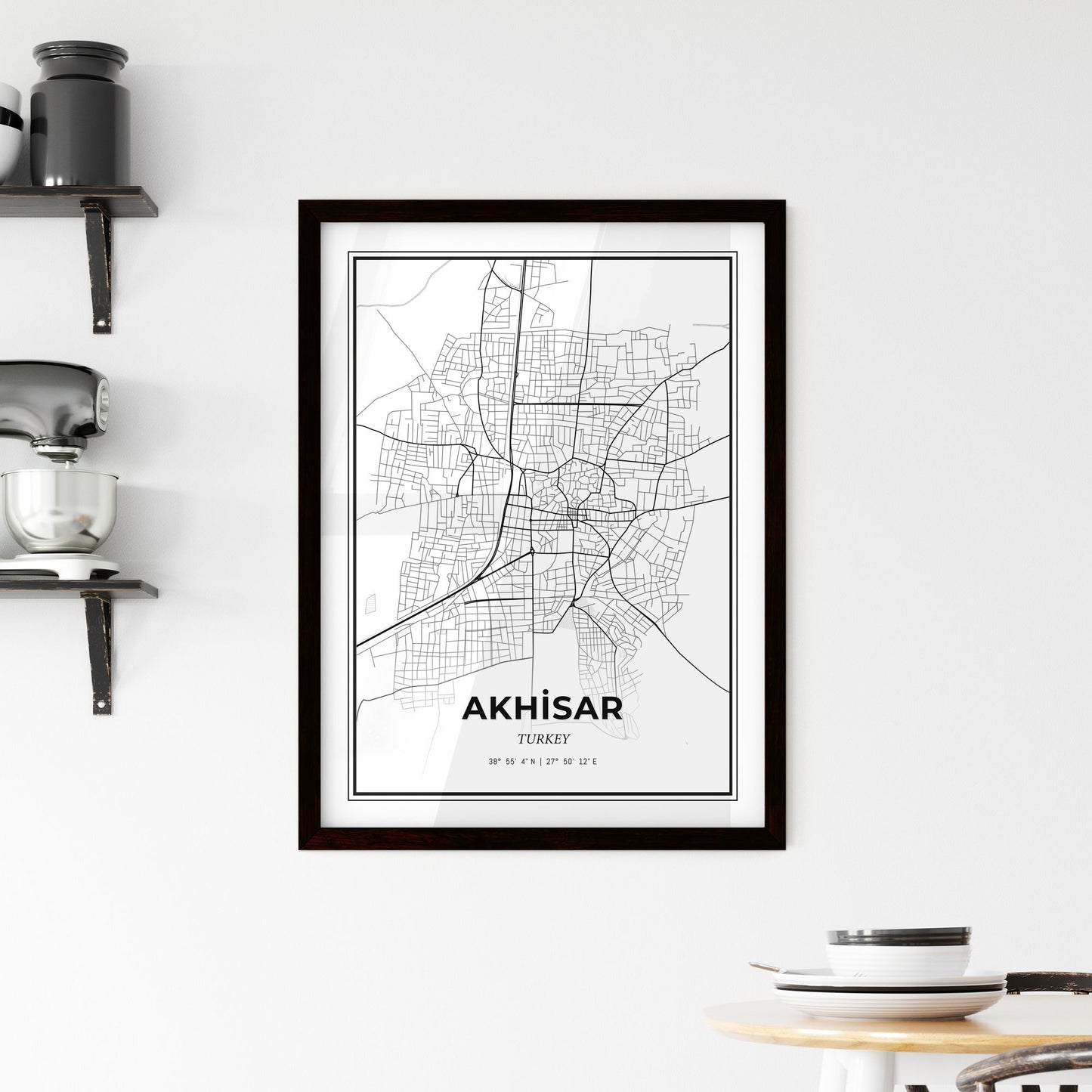 Akhisar Turkey - Minimal City Map