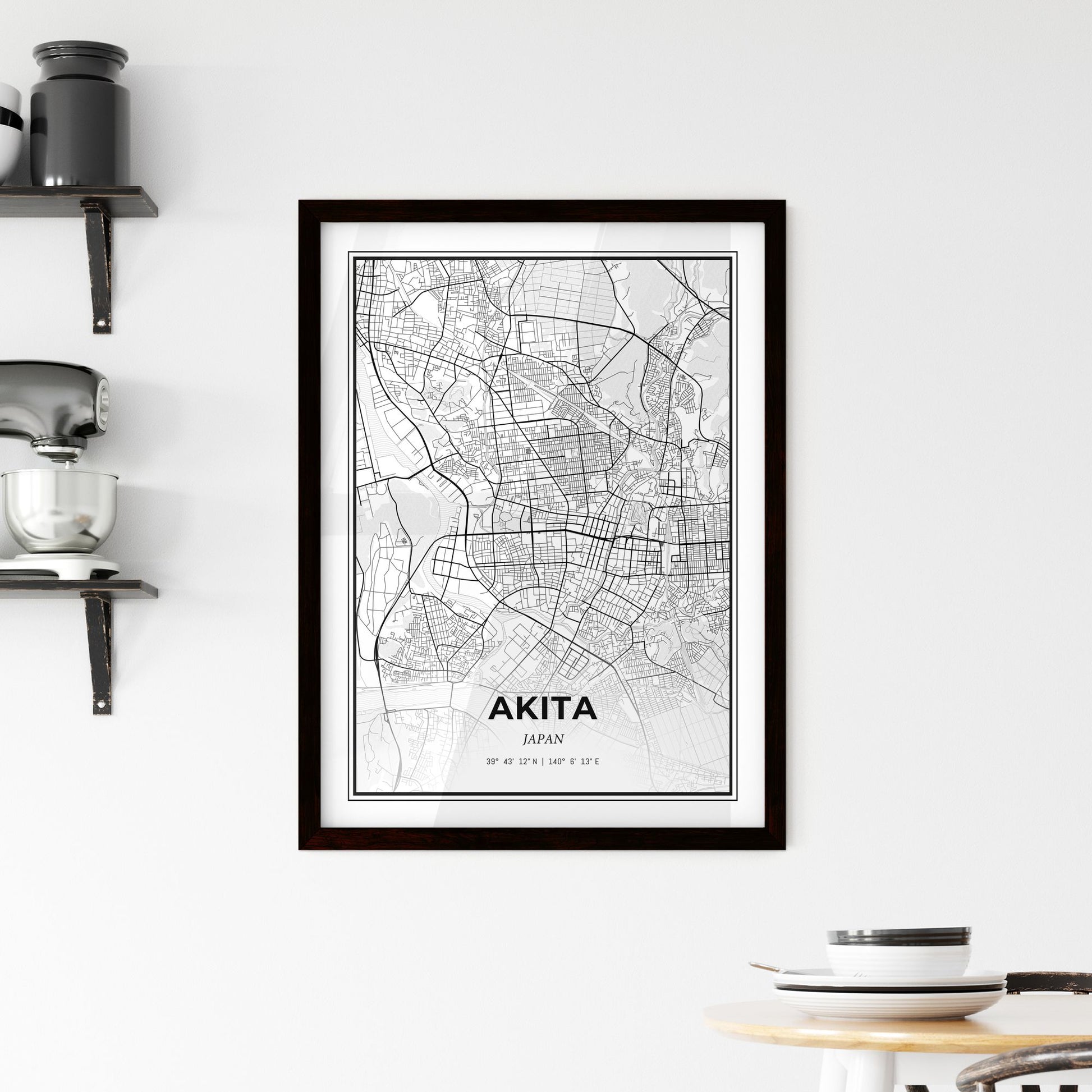 Akita Japan - Minimal City Map