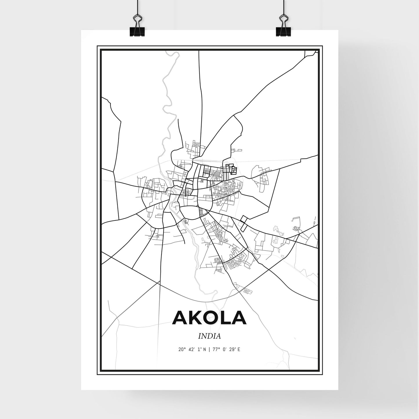 Akola India - Premium City Map Poster