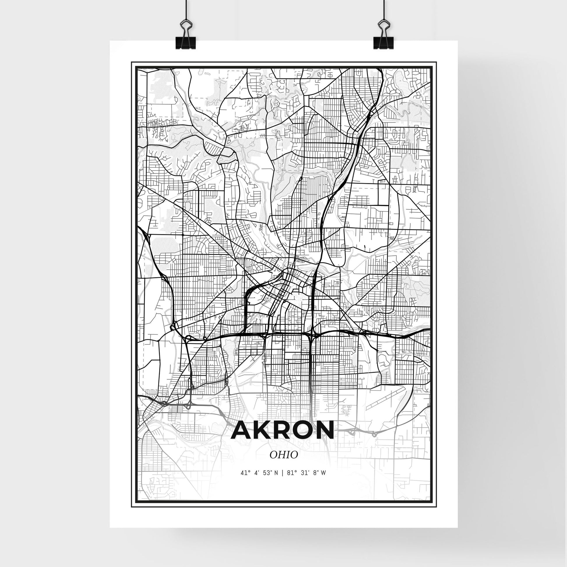 Akron Ohio - Premium City Map Poster