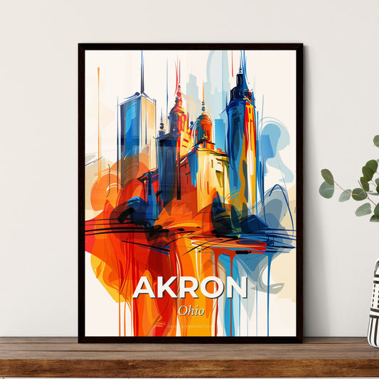 Vibrant Akron, Ohio - A Colorful Painting Of A Building