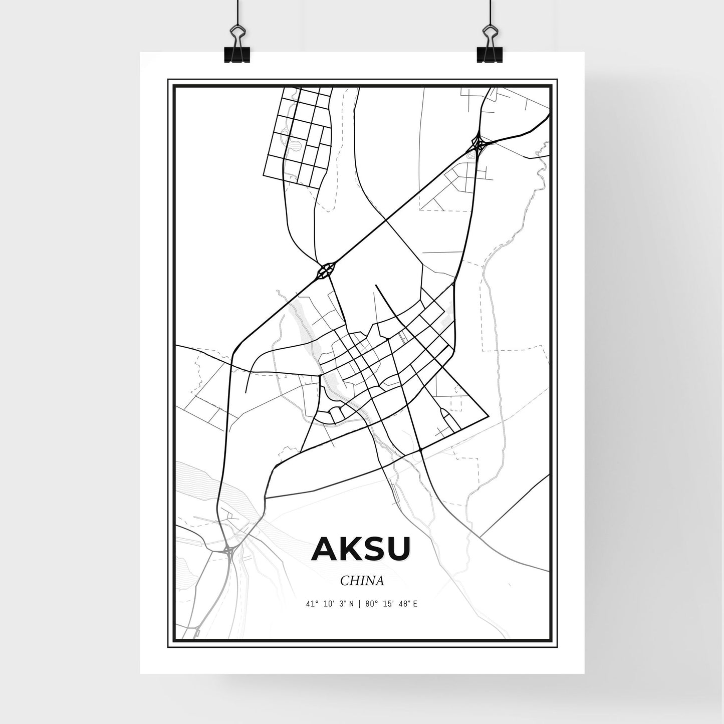 Aksu China - Premium City Map Poster