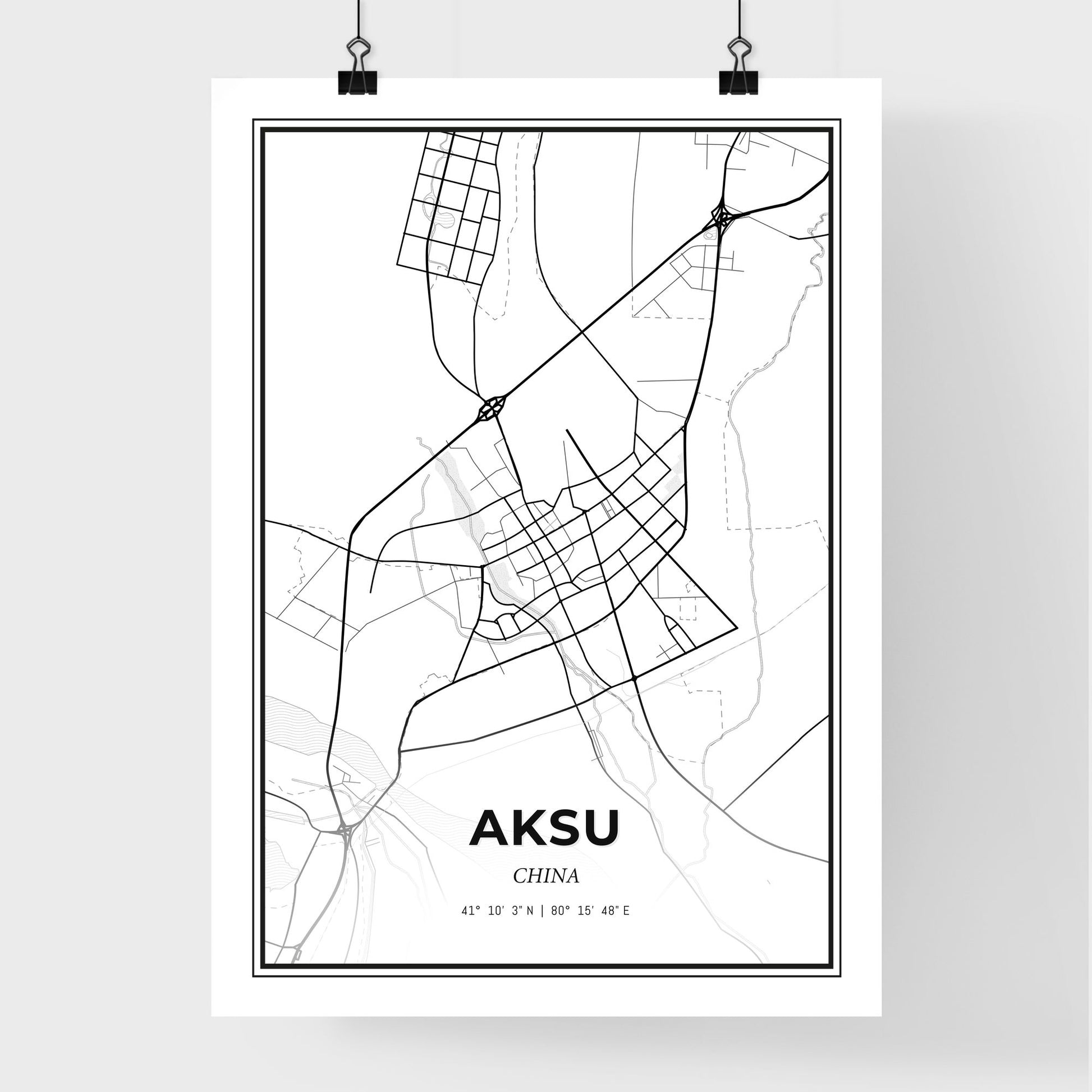 Aksu China - Premium City Map Poster