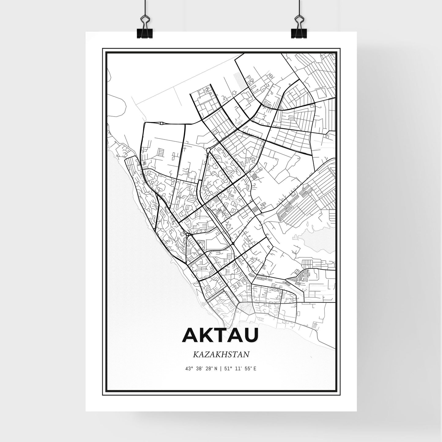 Aktau Kazakhstan - Premium City Map Poster