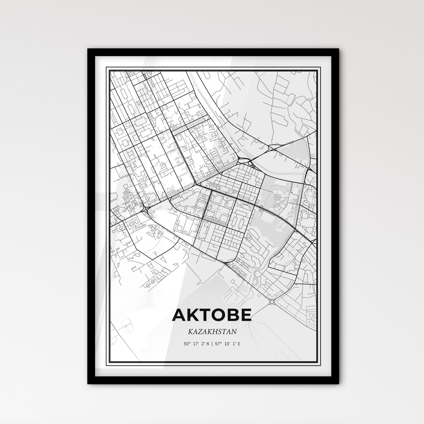 Aktobe Kazakhstan - Scandinavian Style City Map for Modern Home Decor