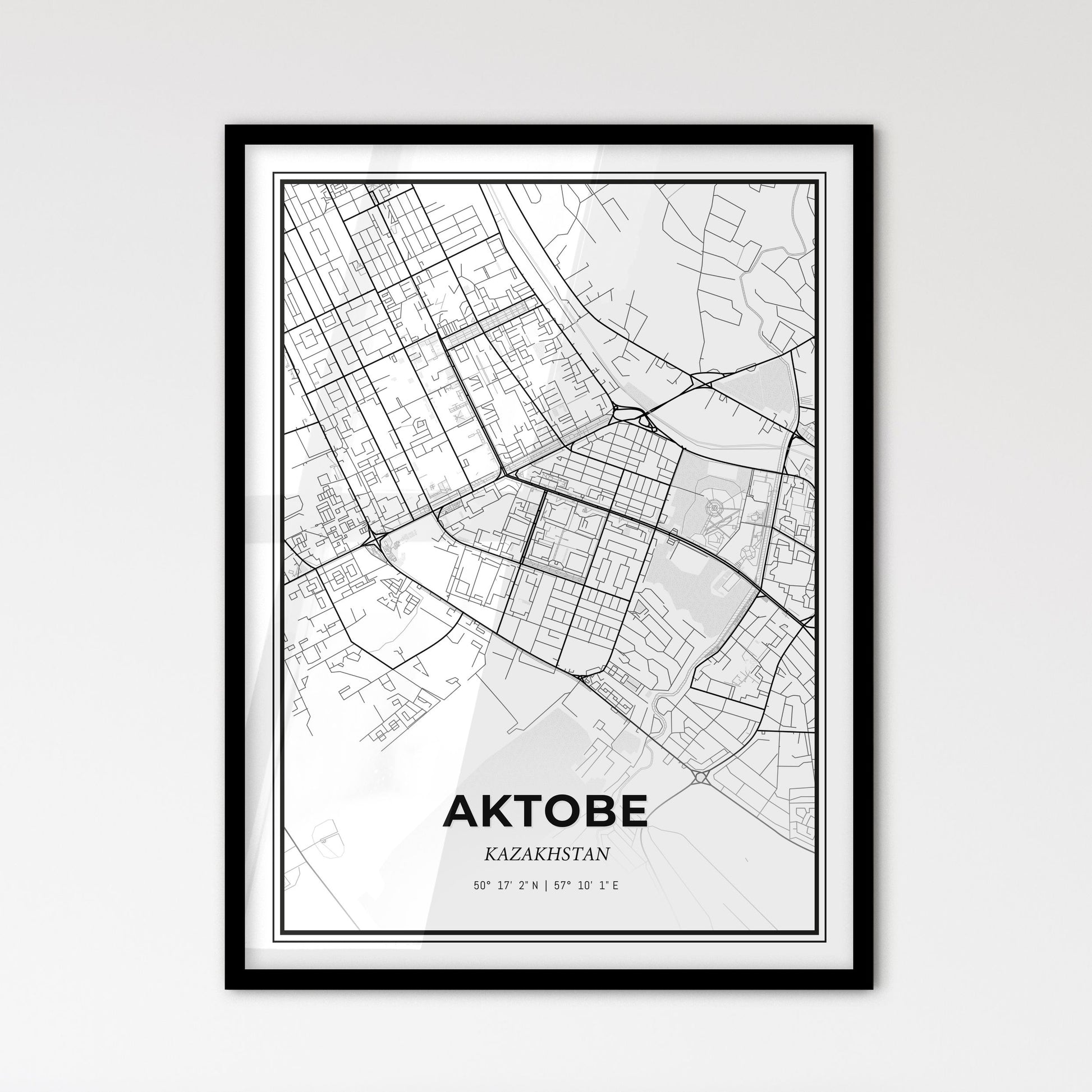 Aktobe Kazakhstan - Scandinavian Style City Map for Modern Home Decor