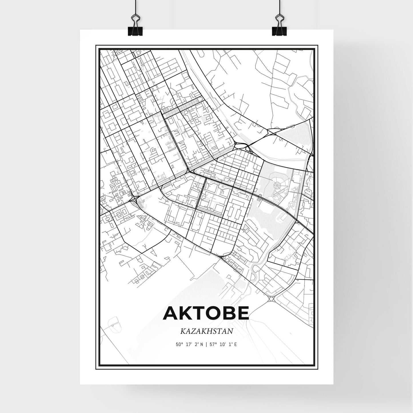 Aktobe Kazakhstan - Premium City Map Poster