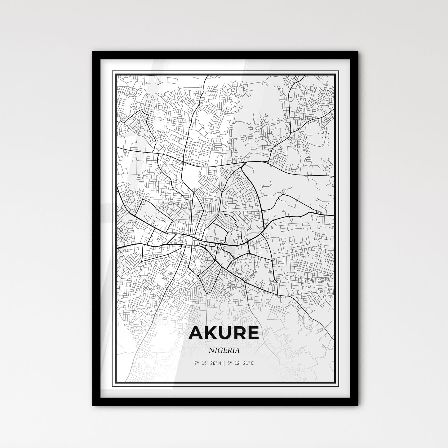 Akure Nigeria - Scandinavian Style City Map for Modern Home Decor