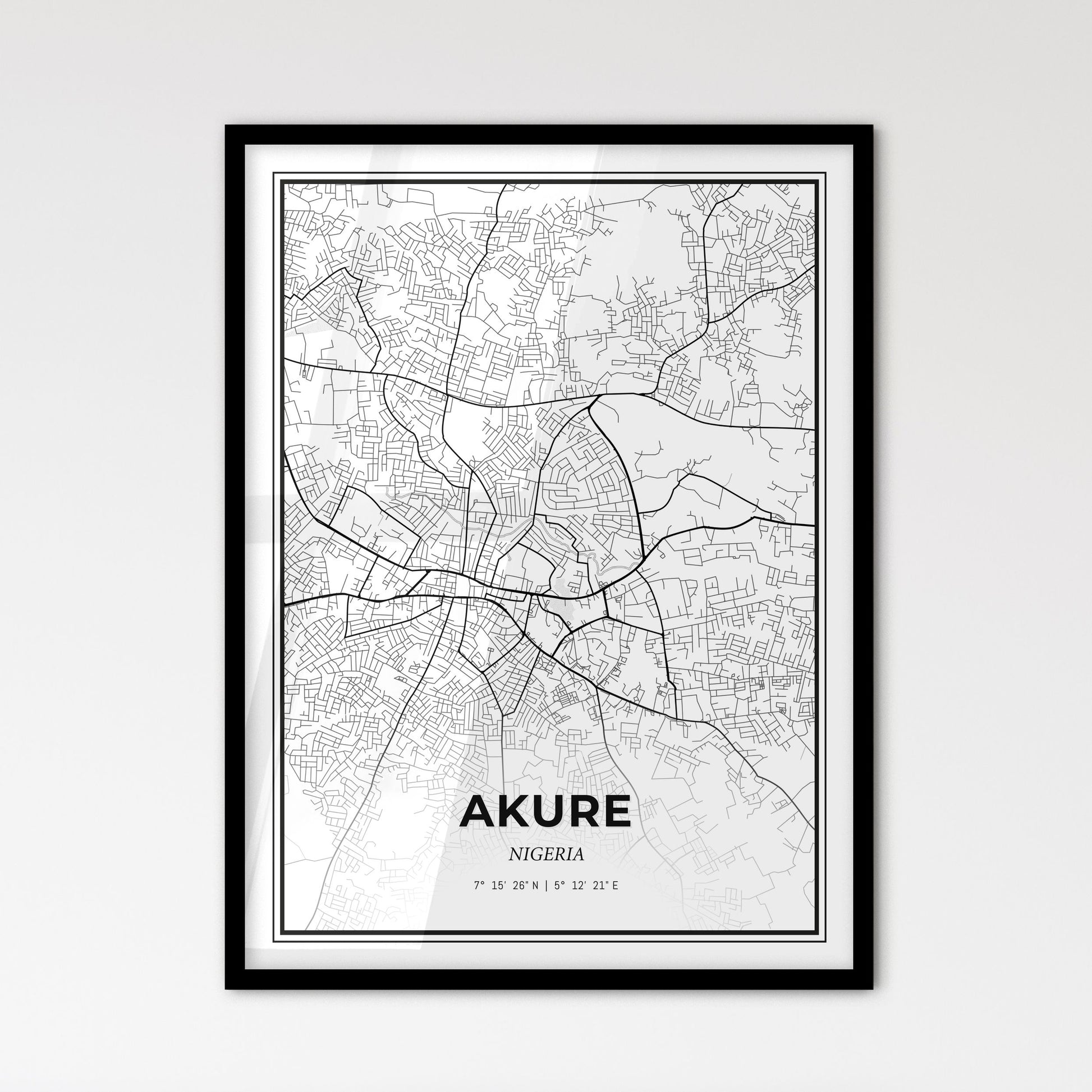 Akure Nigeria - Scandinavian Style City Map for Modern Home Decor