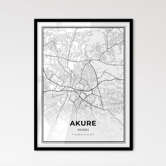 Akure Nigeria - Scandinavian Style City Map for Modern Home Decor