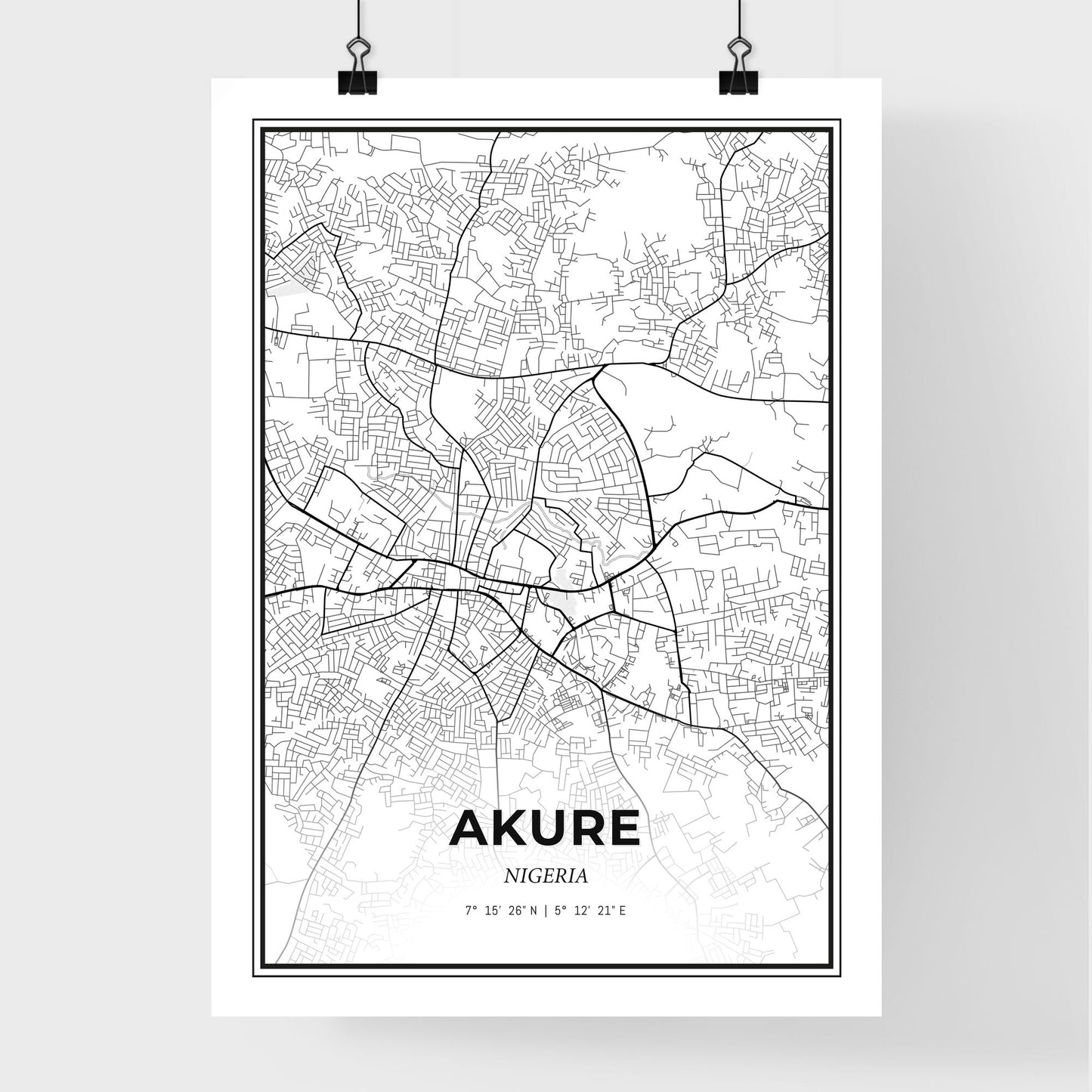 Akure Nigeria - Premium City Map Poster