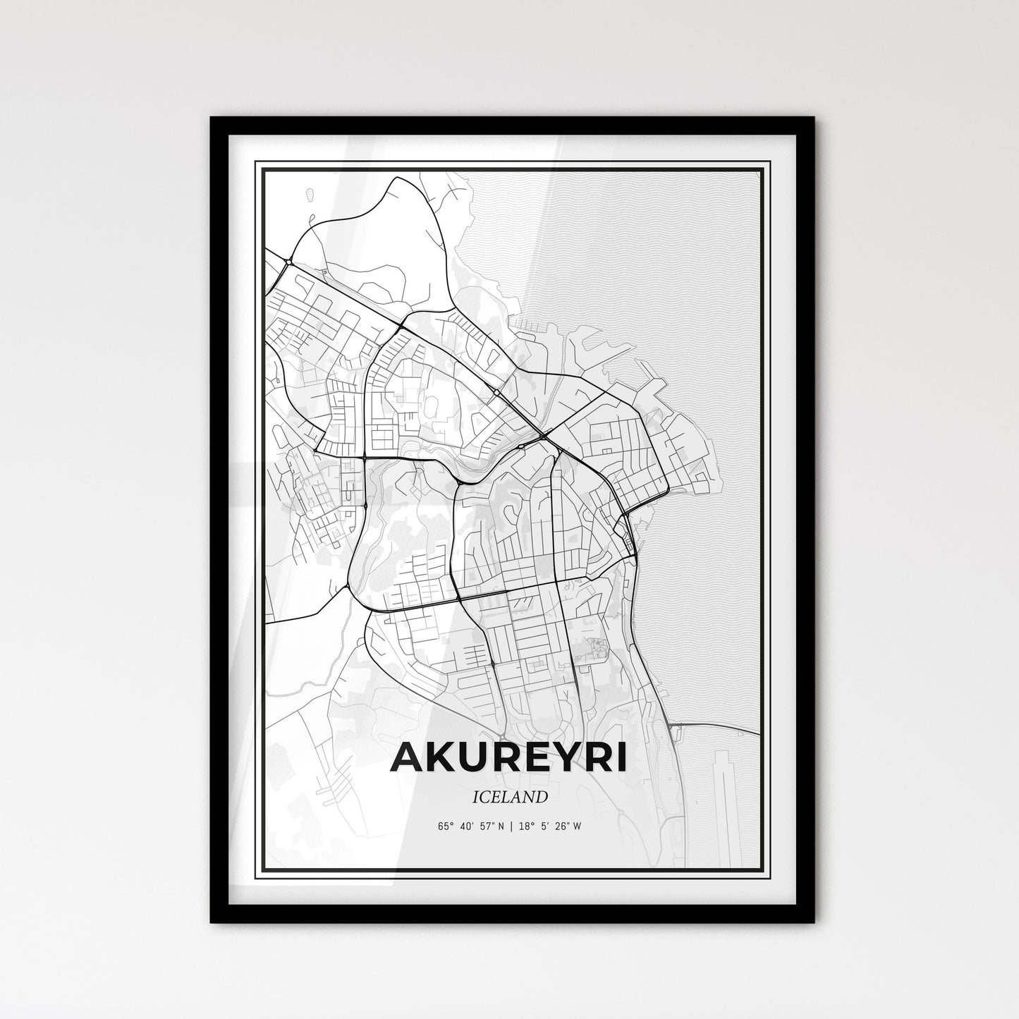 Akureyri Iceland - Scandinavian Style City Map for Modern Home Decor