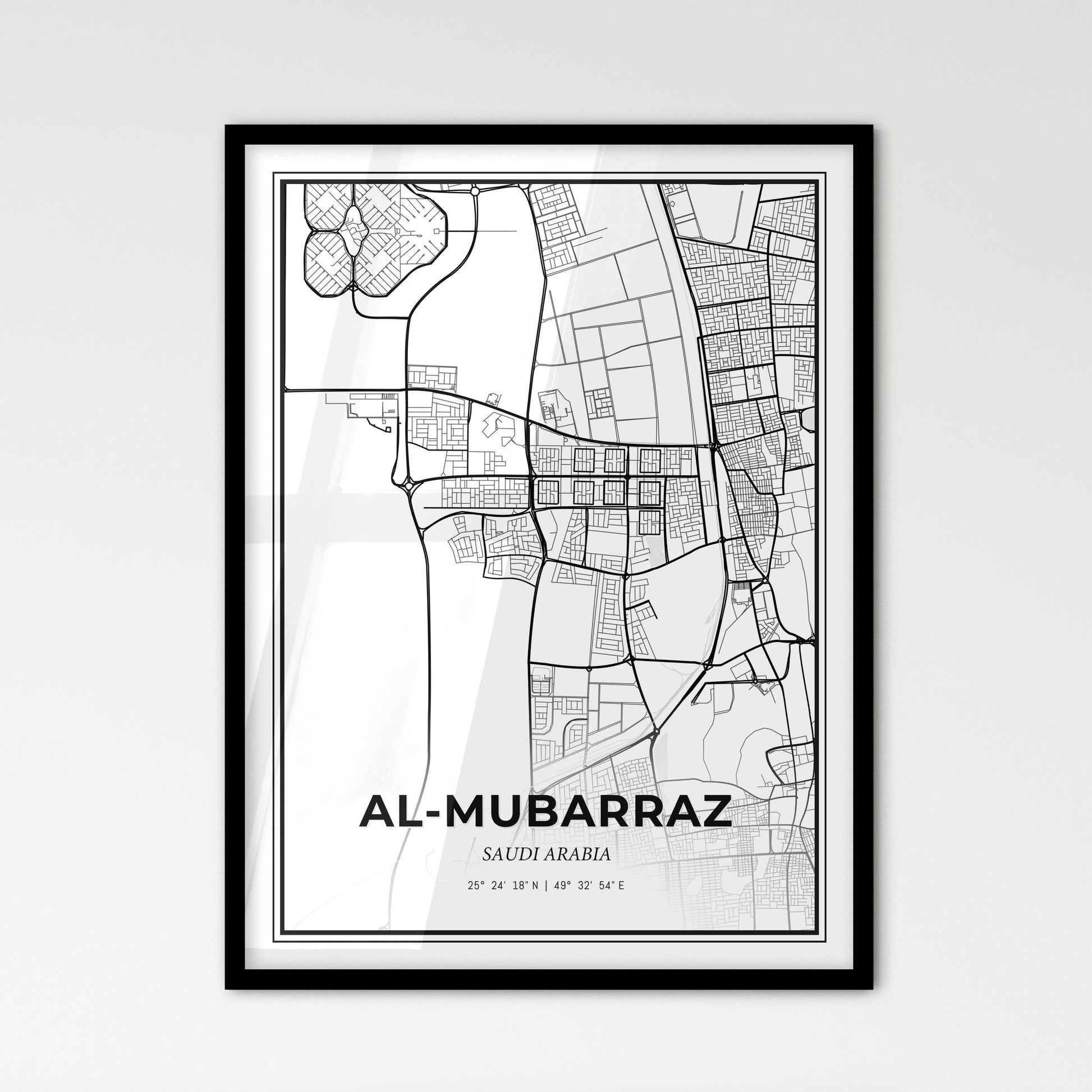 Al-Mubarraz Saudi Arabia - Scandinavian Style City Map for Modern Home Decor