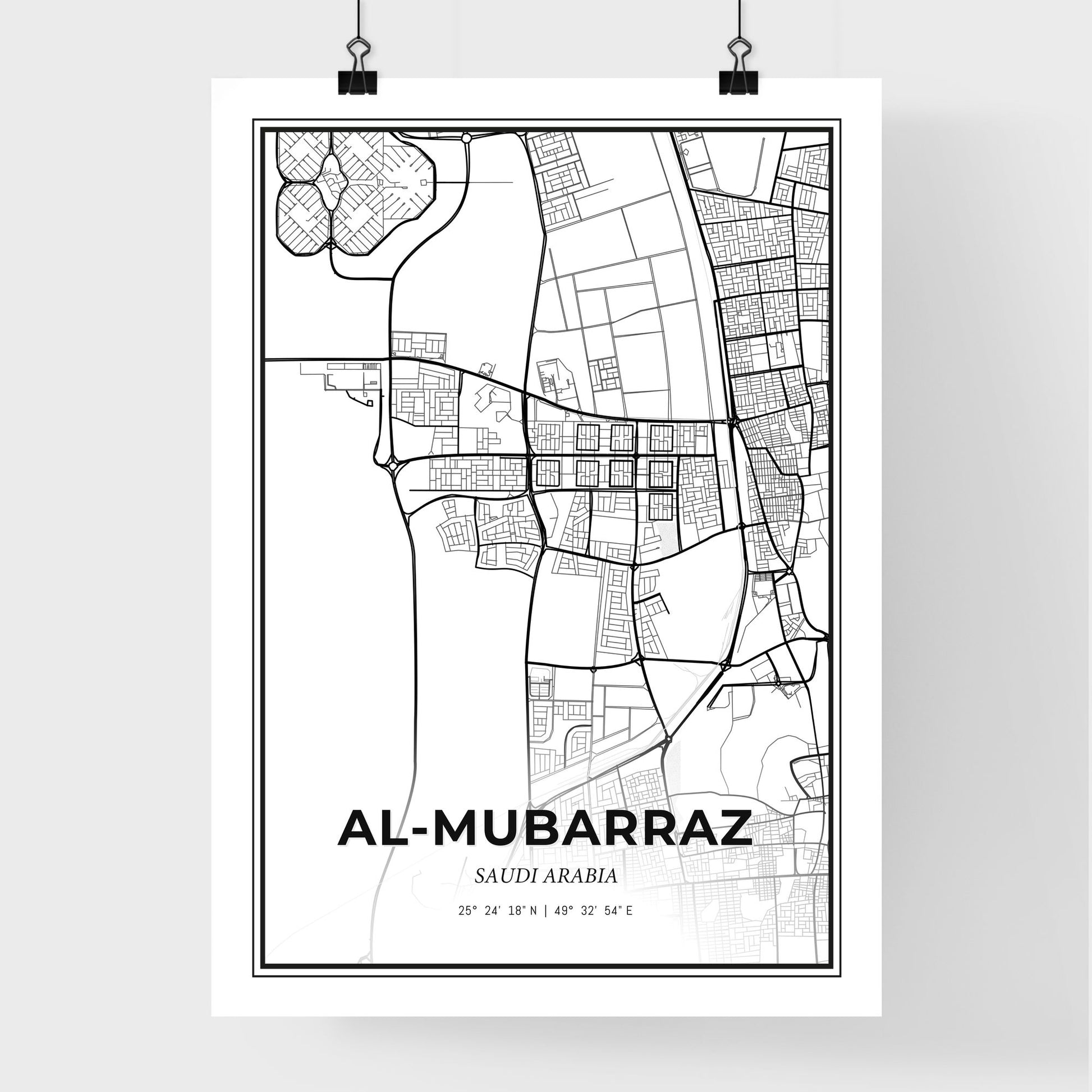 Al-Mubarraz Saudi Arabia - Premium City Map Poster