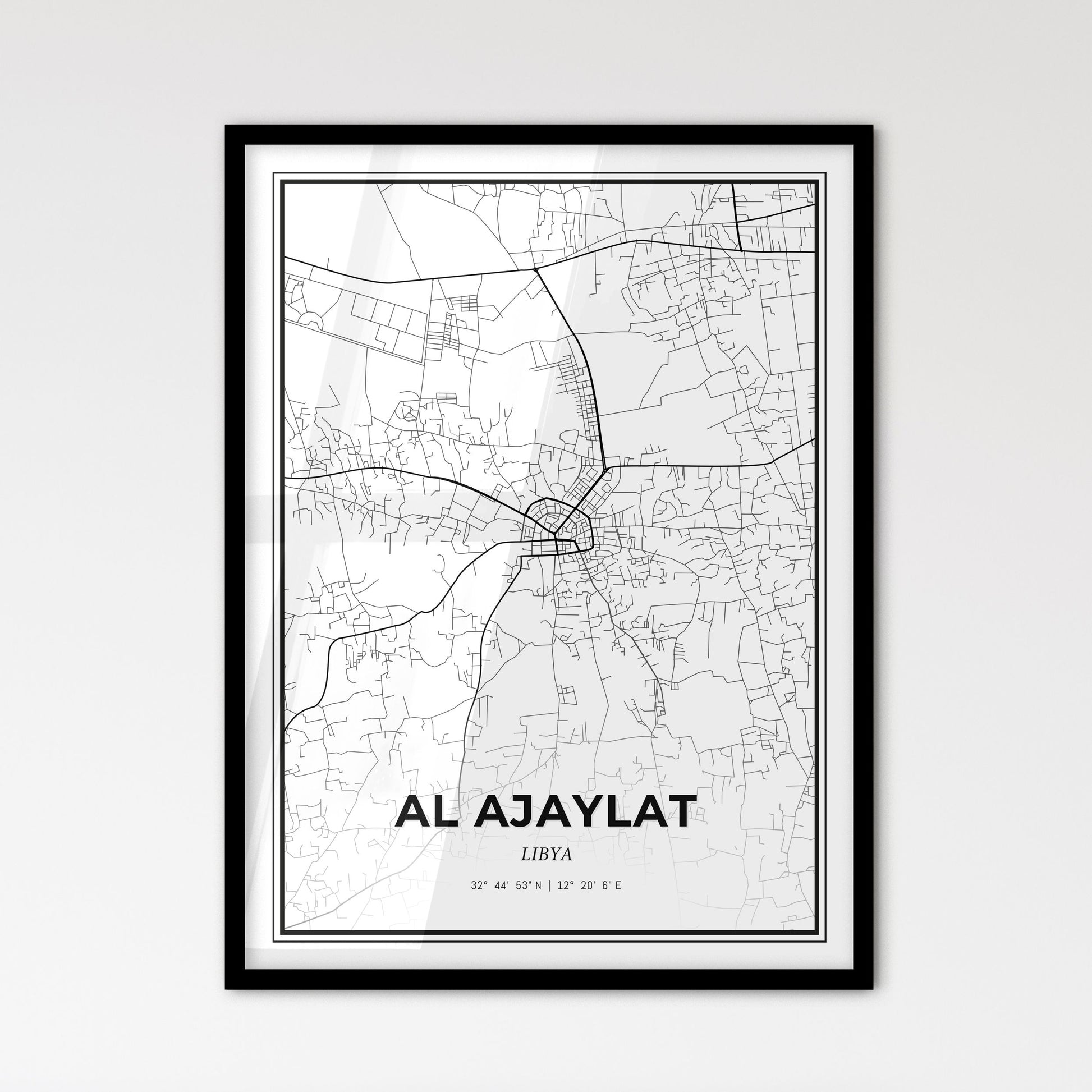 Al Ajaylat Libya - Scandinavian Style City Map for Modern Home Decor