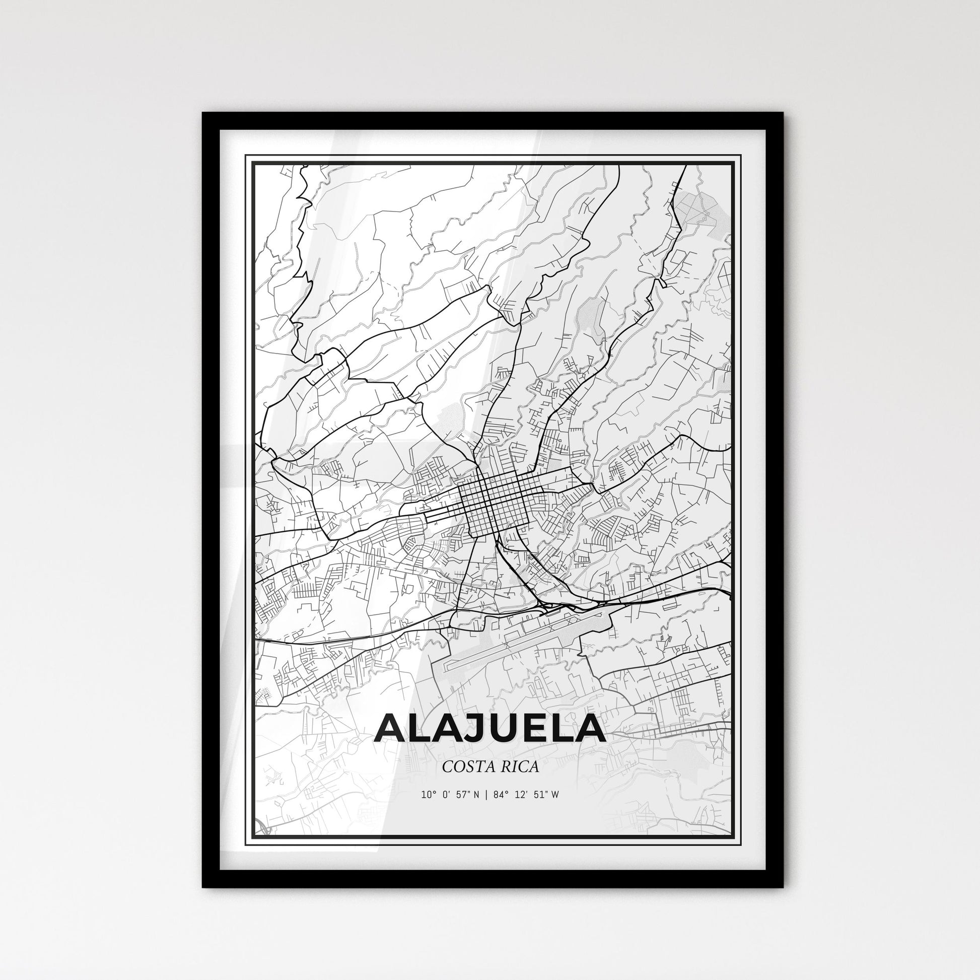 Alajuela Costa Rica - Scandinavian Style City Map for Modern Home Decor