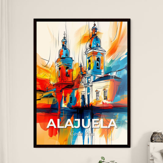 Vibrant Alajuela, Costa Rica - A Painting Of A Building With Towers And A Colorful Background