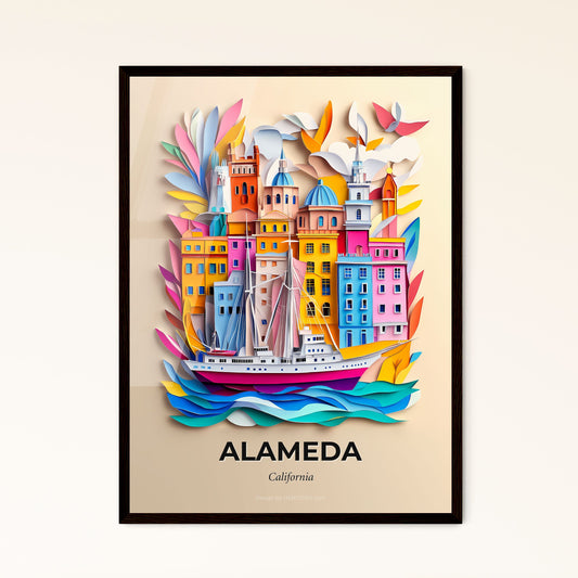 Vivid Alameda, California - a paper cut of a boat in the water