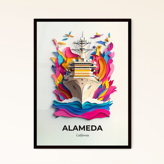 Vivid Alameda, California - a large ship is floating in the water