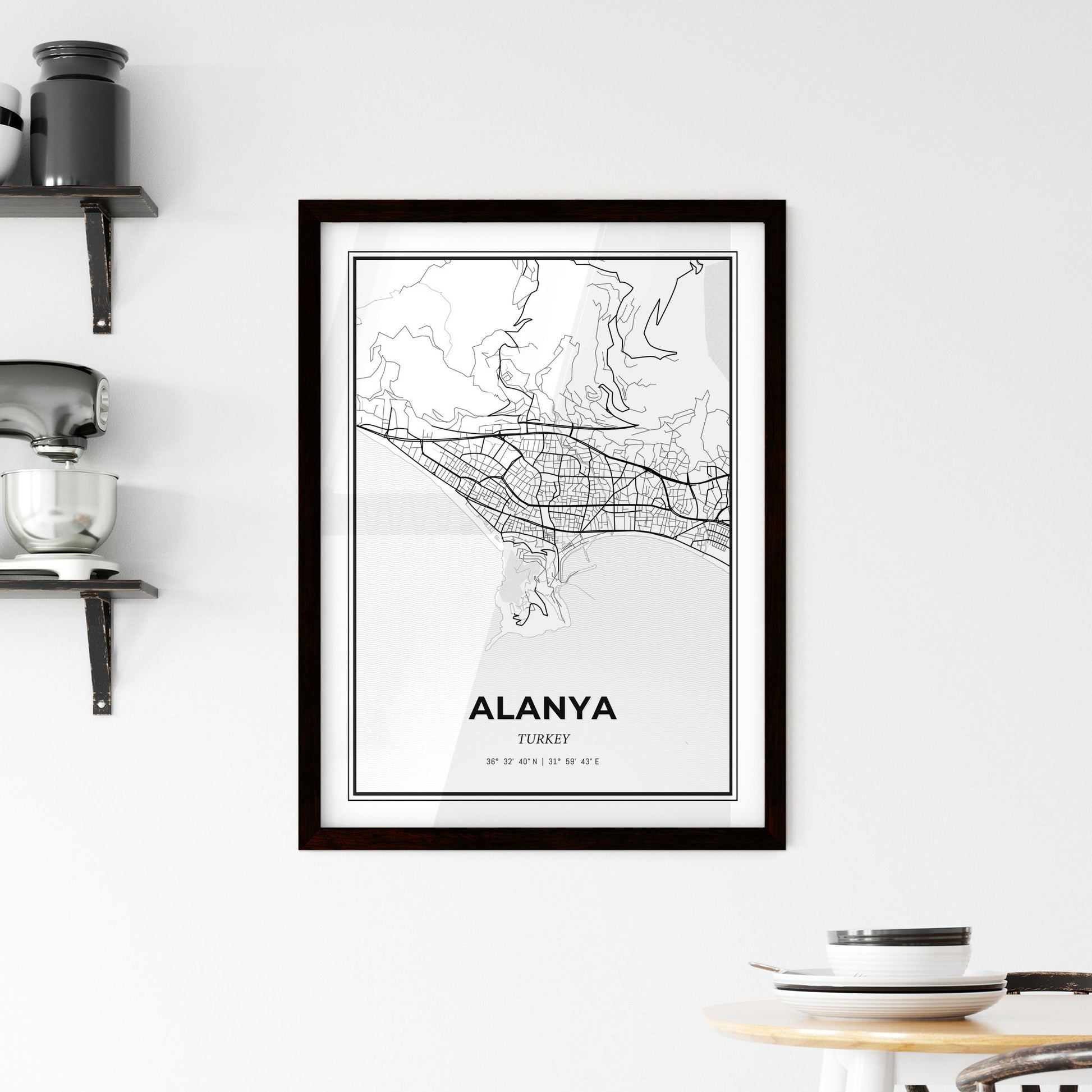 Alanya Turkey - Minimal City Map