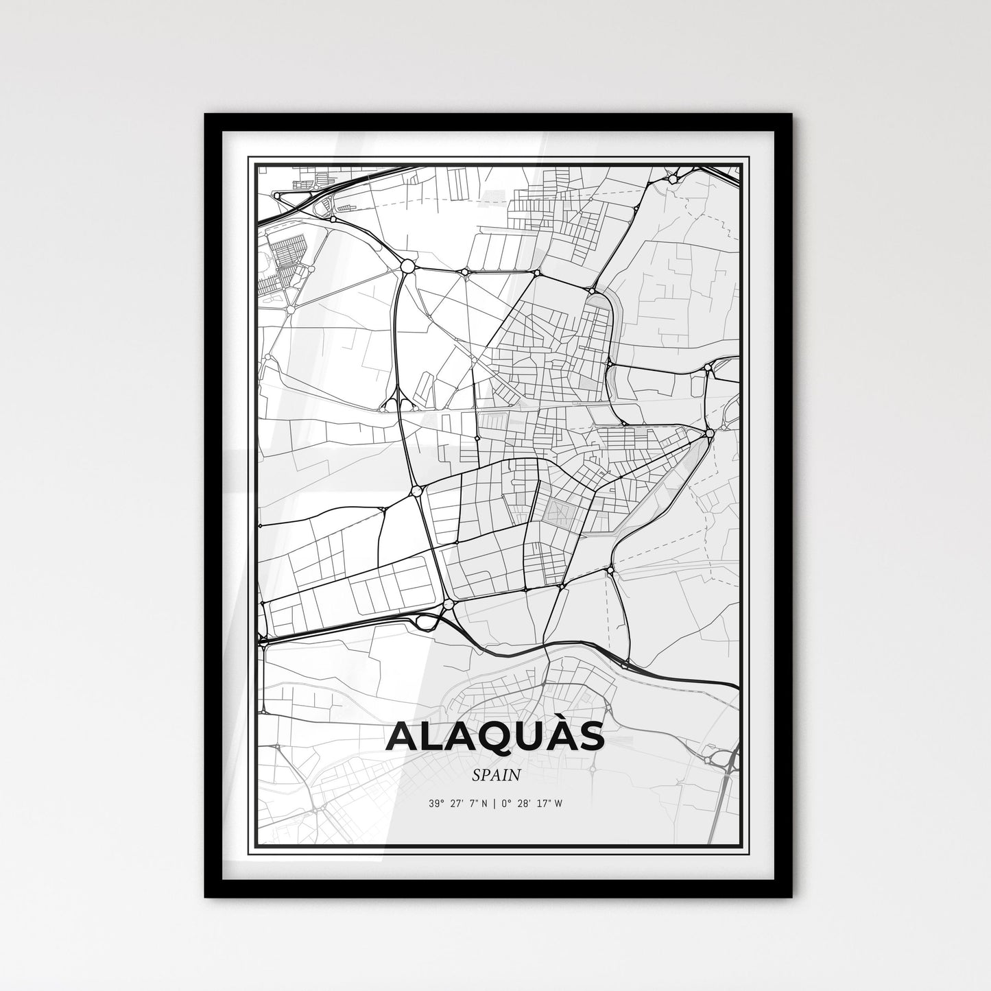 Alaquàs Spain - Scandinavian Style City Map for Modern Home Decor