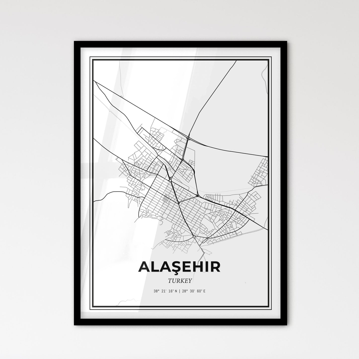 Alaşehir Turkey - Scandinavian Style City Map for Modern Home Decor