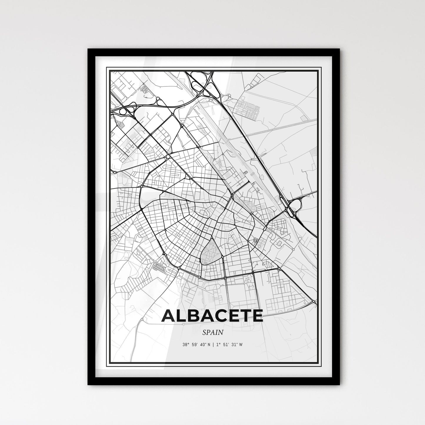 Albacete Spain - Scandinavian Style City Map for Modern Home Decor